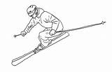 Skiing Coloring Winter sketch template