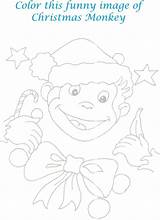 Monkey Christmas Coloring Printable Kids Pages Pdf Open Print  sketch template