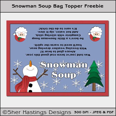 shers creative space  snowman soup bag topper