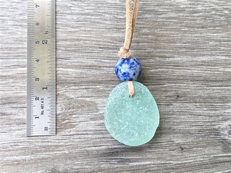 Natural Sea Glass Pendant Cornish Beach Glass Unisex Necklace With