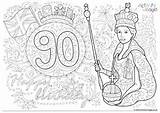 Birthday Queens Queen 90th Colouring Coloring Pages Happy Elizabeth Royal Crafts Celebration Party Sheets Activityvillage Family Kids Ii Colour Craft sketch template