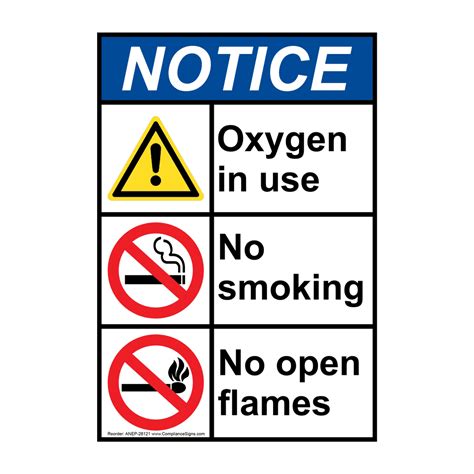 portrait ansi notice oxygen    smoking  open flames sign anep