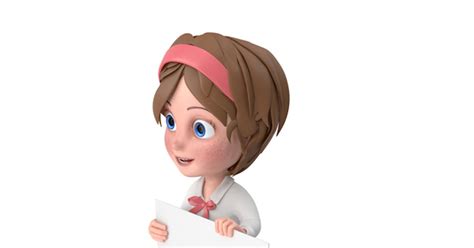 Cartoon Girl Holding Sign By Pixelsquid360 On Envato Elements