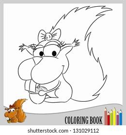 coloring book squirrel girl vector