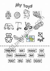 Toys Cut Paste Coloring Worksheet Worksheets Teaching Preview Objects sketch template