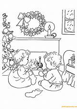 Waiting Pages Christmas Kids Coloring Two Eve Color Coloringpagesonly sketch template