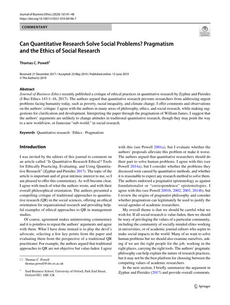 quantitative research solve social problems pragmatism