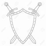 Shield Swords Sword Drawing Template Crossed Vector Two Logo Heraldry Security Coffin Emblem Steel Contour Drawings Clipart Illustration Isolated Clip sketch template
