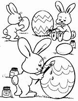 Easter Coloring Cute Egg Pages Bunnies Painting Color Colouring Printable Kids Bunny Eggs Happy Rabbit Printables Pascua Print sketch template