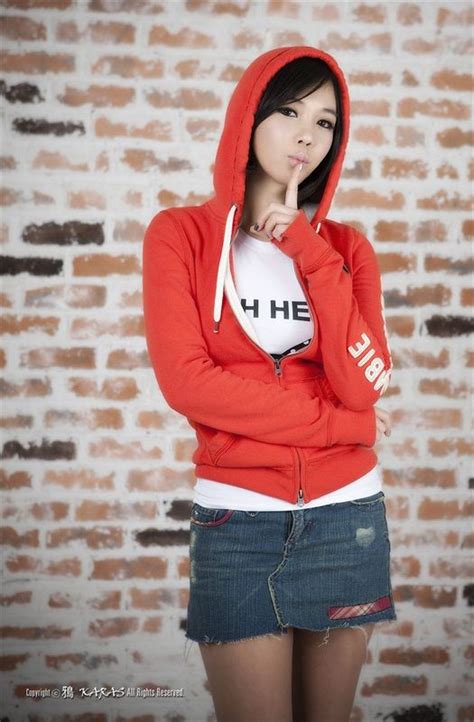 kim in ae 김인애 red hoodie and mini skirt i am an asian girl