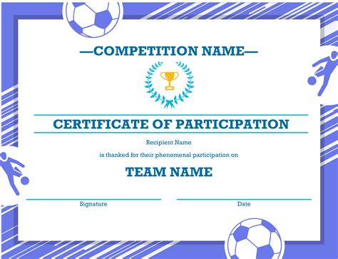 sports certificate templates  word