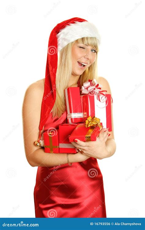 christmas girl stock photo image  bright santa beautiful