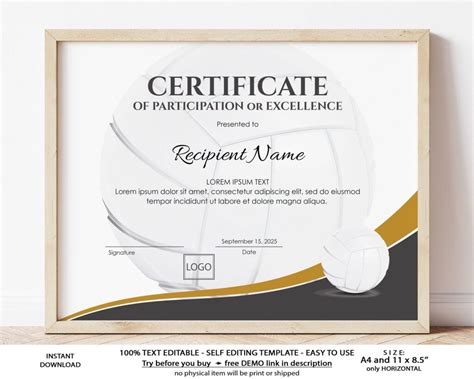 printable volleyball certificates  printable templates