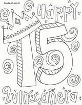 Coloring Quinceanera Pages Happy 15th Color Birthday Doodles Pieterse Zanet Alley Doodle sketch template