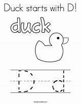 Duck Coloring Starts Preschool Letter Twistynoodle Print Pages Alphabet Noodle Built California Usa sketch template