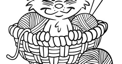 kitten playing  yarn page coloring pages