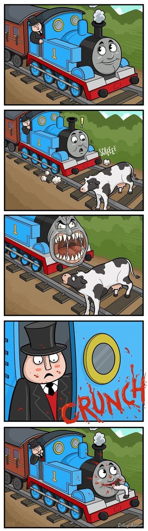 college humor funny pictures train cow cartoon