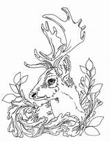 Deer Coloring Pages Adult Printable Etsy Patterns sketch template