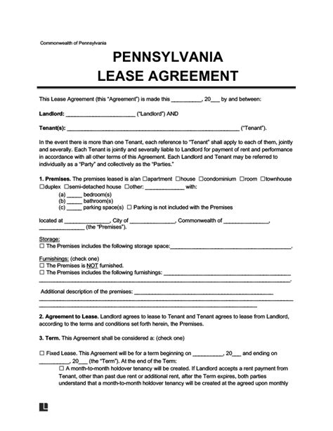 pennsylvania residential lease agreement create