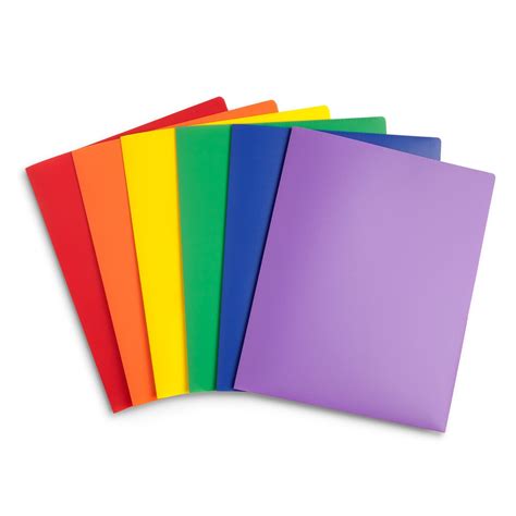 plastic  pocket folders  reinforced corners assorted colors  blue summit supplies