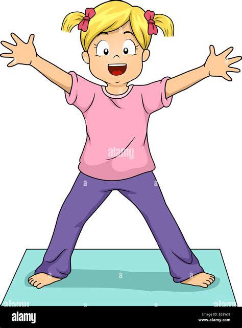 illustration   young girl   standing starfish yoga pose