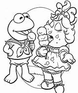 Kermit Piggy Muppets Muppet Sorvete Tomando Sapo Coloringhome Leap Caco Toad Ziggy sketch template