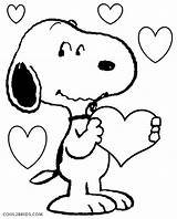 Snoopy Coloring Pages Valentines Valentine Printable Kids Cool2bkids Drawing Color sketch template