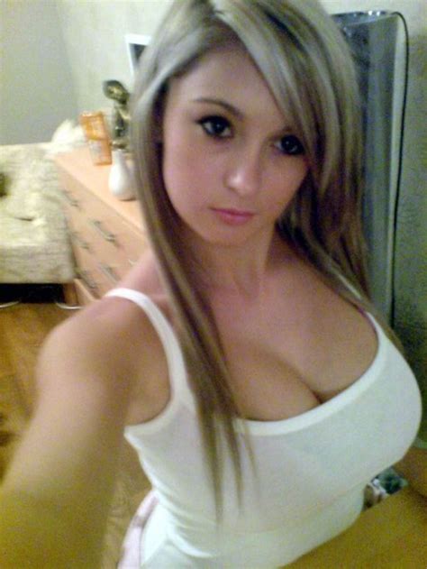 teen selfie showing cleavage