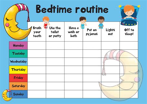 bedtime routine  reward chart rewarding designs