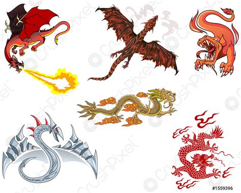 diferentes dragones vector de stock  crushpixel