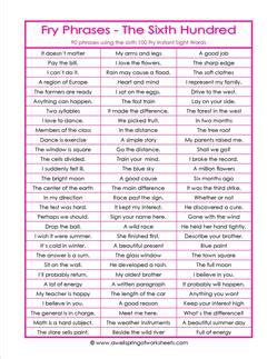 fry phrases  sixth  fry instant phrases  wellspring