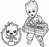 Groot Coloring Baby Bomb Bobblehead Pages Marvel Fans Fun sketch template