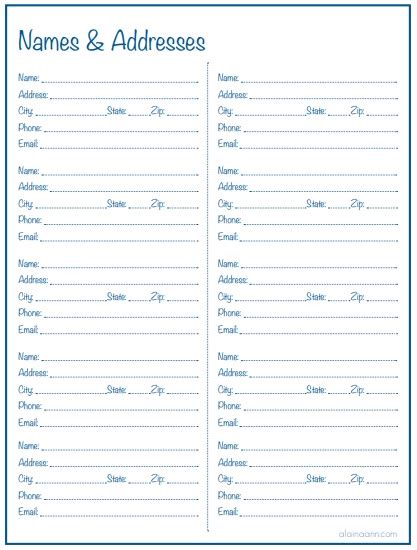 printable address book template word excel   collections