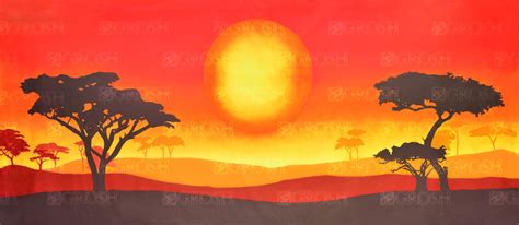 African Sun Landscape Scenic Background Grosh Es7975