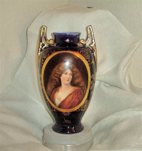 Royal Vienna Vase Cobalt Blue And Gold W Portrait
