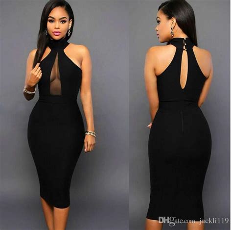 new black elegant dresses for women slim casual summer sexy robe midi dresses party club short
