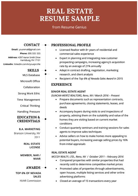 bestof  amazing real estate resume summary   time check
