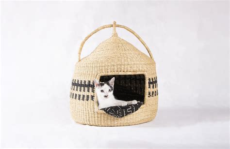 african inspired handwoven cat basket