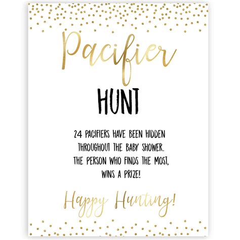 pacifier hunt gold glitter printable baby shower games