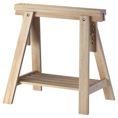 ikea beech wood desk table leg trestle  shelf height