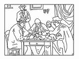 Cezanne Paul Pages Coloring Getcolorings Players Card sketch template