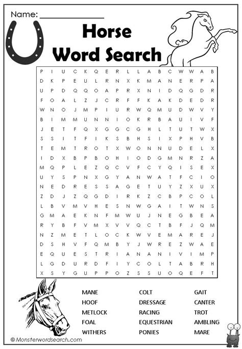 nice horse word search horse lessons horses horse crafts