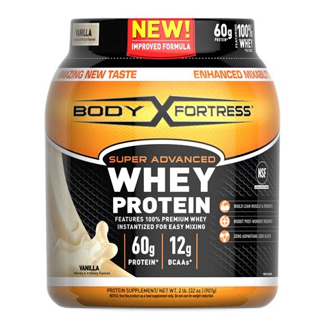 body fortress whey protein powder vanilla flavored gluten