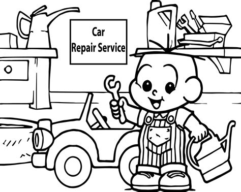 auto mechanic coloring pages