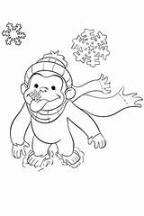 Coloring Curious George Pages Winter Christmas Color Kids Snow Pbs Da Printable Colorare Curioso Colouring Disegni Print Face Scene Monkey sketch template