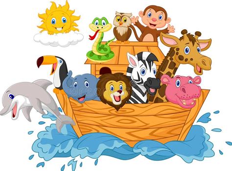 Cartoon Noah`s Ark Isolated On White Background Stock