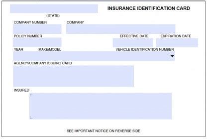 printable fillable fake car insurance card template retsoc