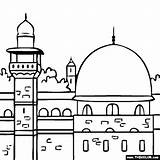 Coloring Mosque Aqsa Al Dome Pages Masjid Kids Islamic Boyama Template Colouring Jerusalem Outline Places Eid Islam Color Sketch Famous sketch template