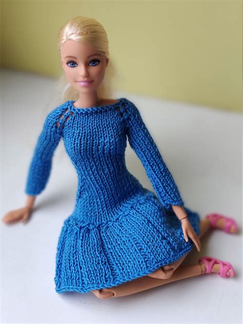 clothes  barbie light blue dress knitted dress   doll