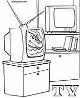Tv Coloring Pages Television Print Colorings Room sketch template